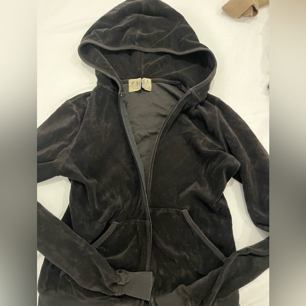 vintage juicy couture black velvet zip up